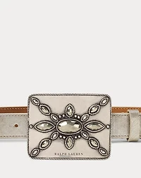 Plaque-Buckle Embellished Skinny Belt