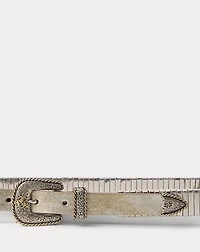 Western Metallic Calfskin Skinny Belt