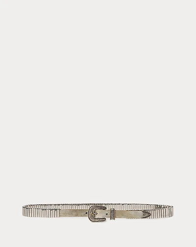 Western Metallic Calfskin Skinny Belt