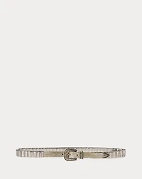 Western Metallic Calfskin Skinny Belt