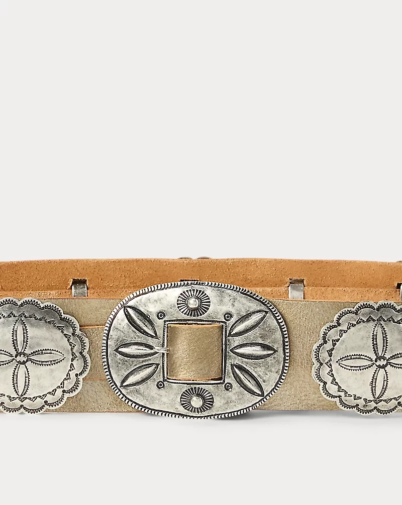Metallic Leather Cast Concho Belt