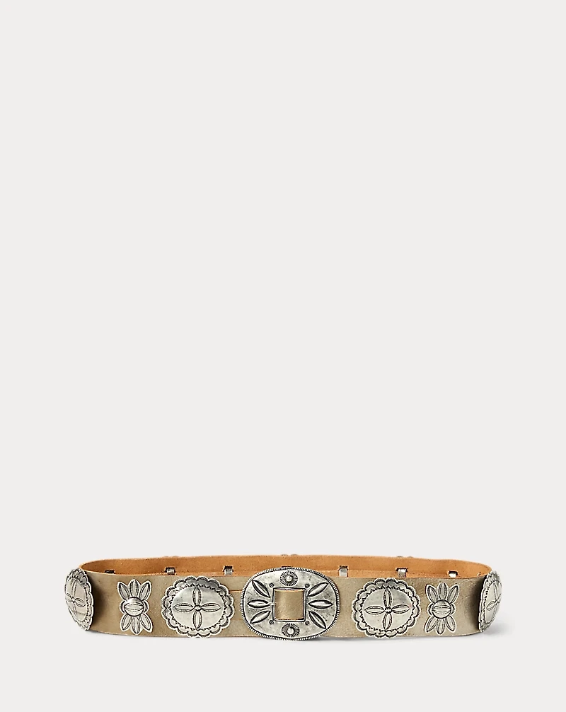 Metallic Leather Cast Concho Belt