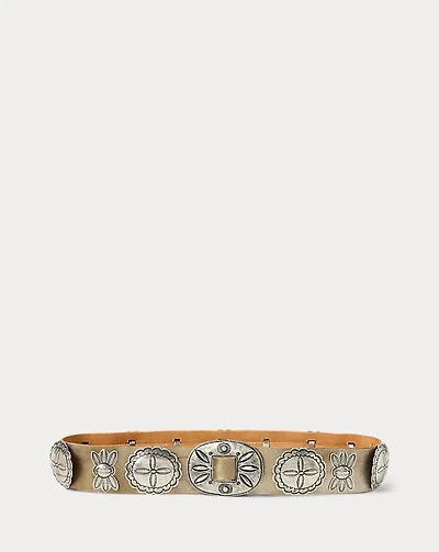 Metallic Leather Cast Concho Belt