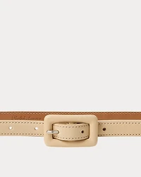 Trench-Buckle Calfskin Skinny Belt