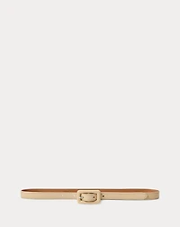 Trench-Buckle Calfskin Skinny Belt