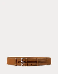 Double-Buckle Calfskin Wide Waist Belt