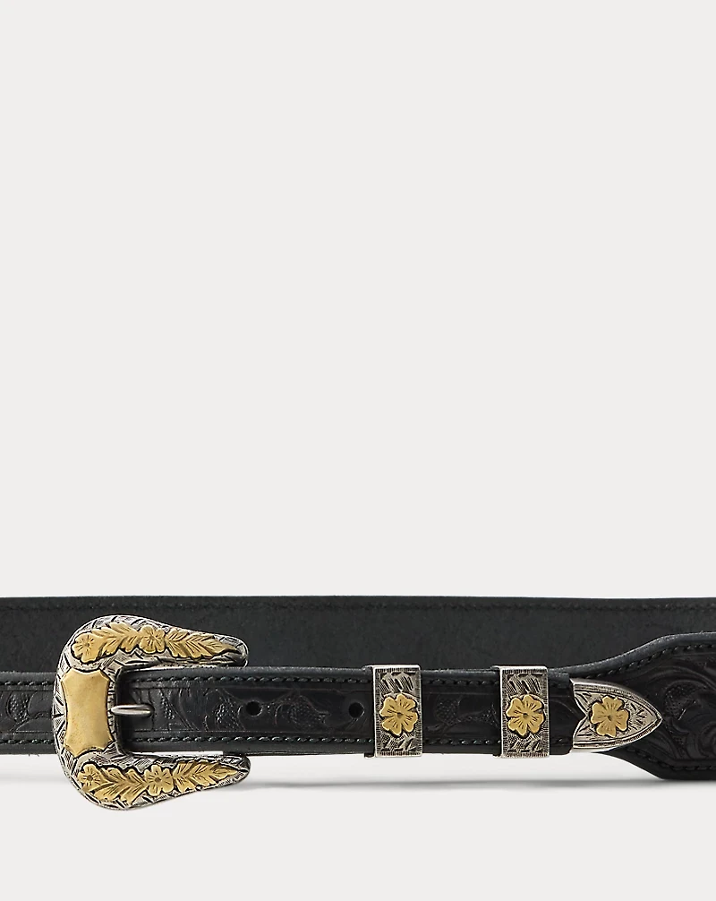 Tooled Vachetta Leather Belt