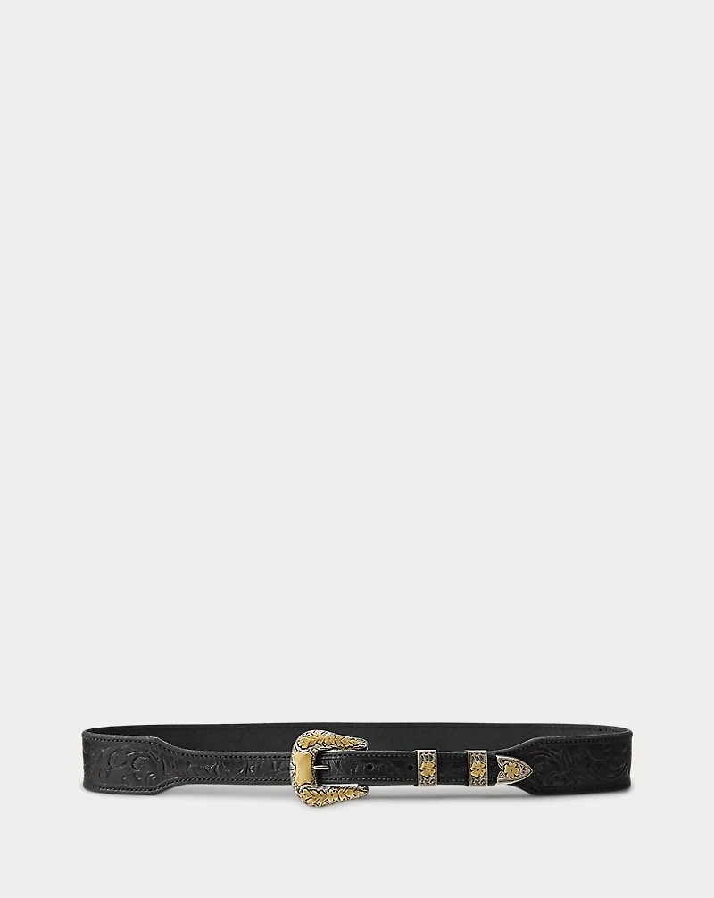 Tooled Vachetta Leather Belt