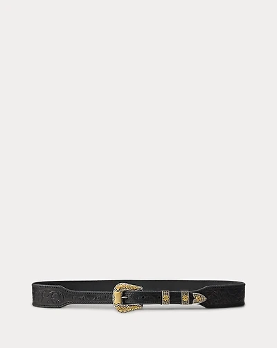 Tooled Vachetta Leather Belt