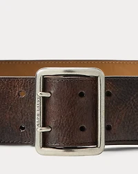 Distressed Calfskin Double-Prong Belt