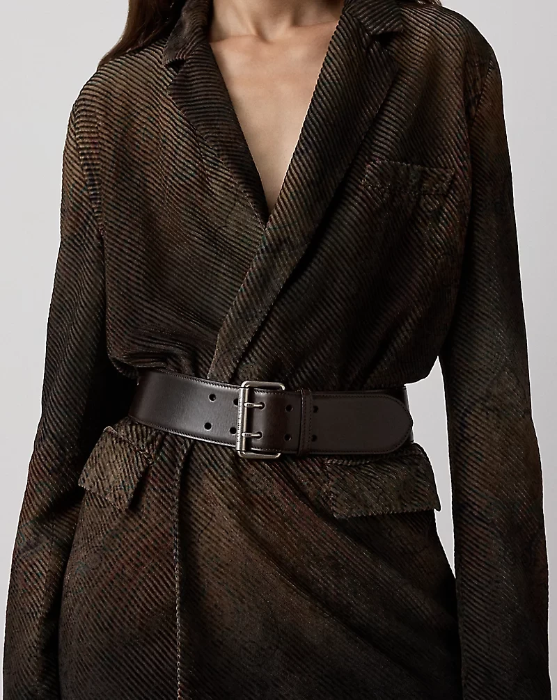 Distressed Calfskin Double-Prong Belt