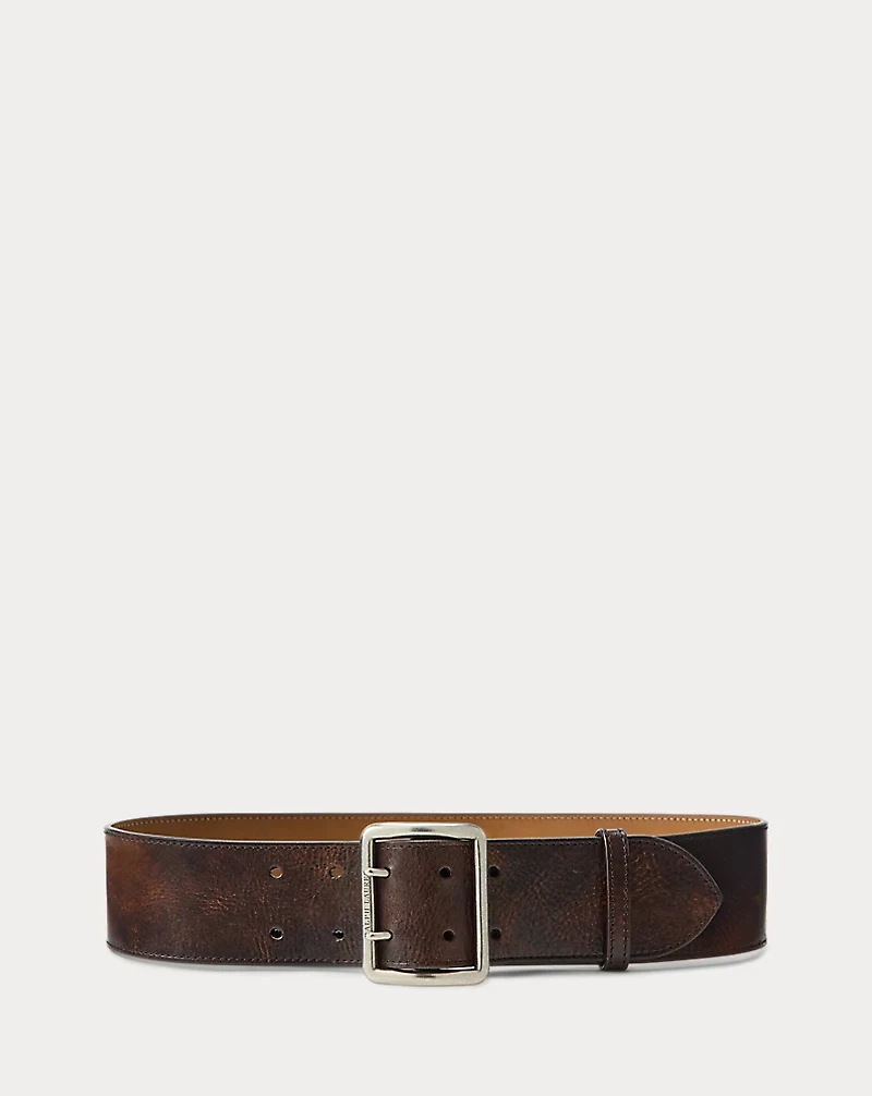 Distressed Calfskin Double-Prong Belt