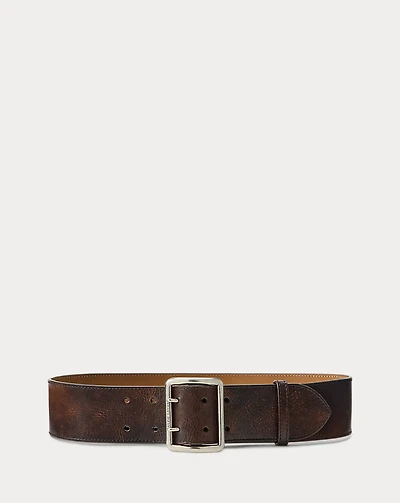 Distressed Calfskin Double-Prong Belt
