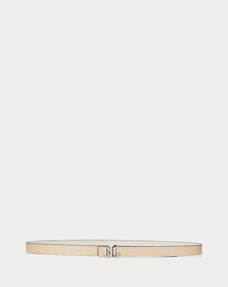 Logo Reversible Leather Skinny Belt