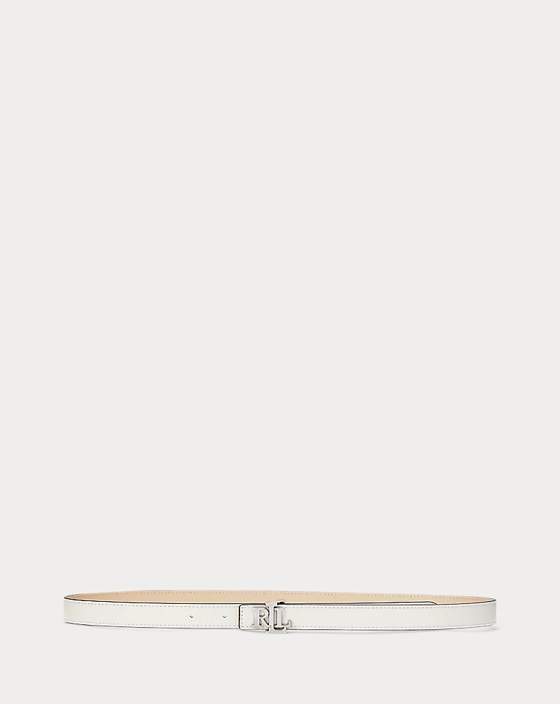 Logo Reversible Leather Skinny Belt