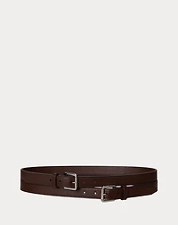 Leather Double-Buckle Stacked Wide Belt