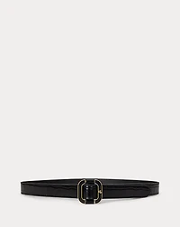 Slide-Buckle Croc-Embossed Leather Belt