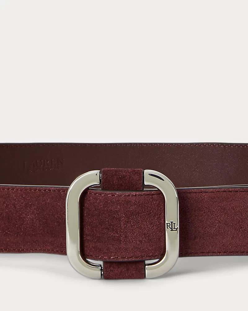 Slide-Buckle Suede Belt
