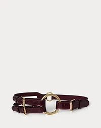 Tri-Strap O-Ring Crocodile-Embossed Belt