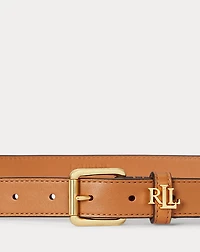 Logo-Keeper Leather Skinny Belt