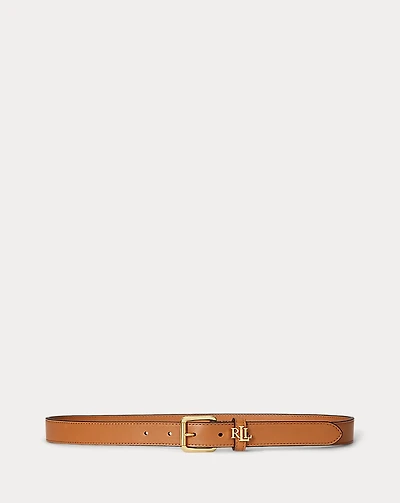 Logo-Keeper Leather Skinny Belt
