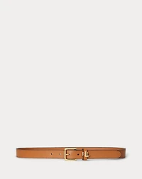 Logo-Keeper Leather Skinny Belt