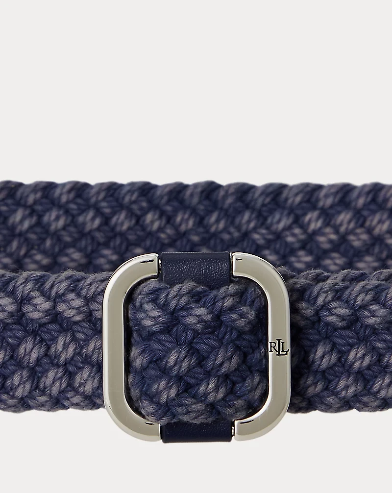 Slide-Buckle Woven Denim Belt