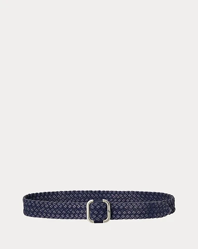 Slide-Buckle Woven Denim Belt