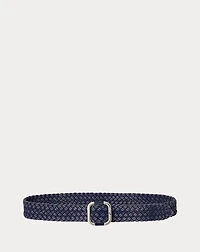Slide-Buckle Woven Denim Belt