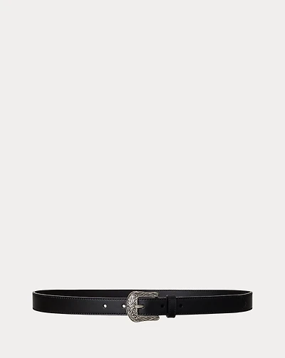 Tooled-Buckle Leather Belt