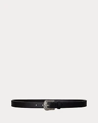 Tooled-Buckle Leather Belt