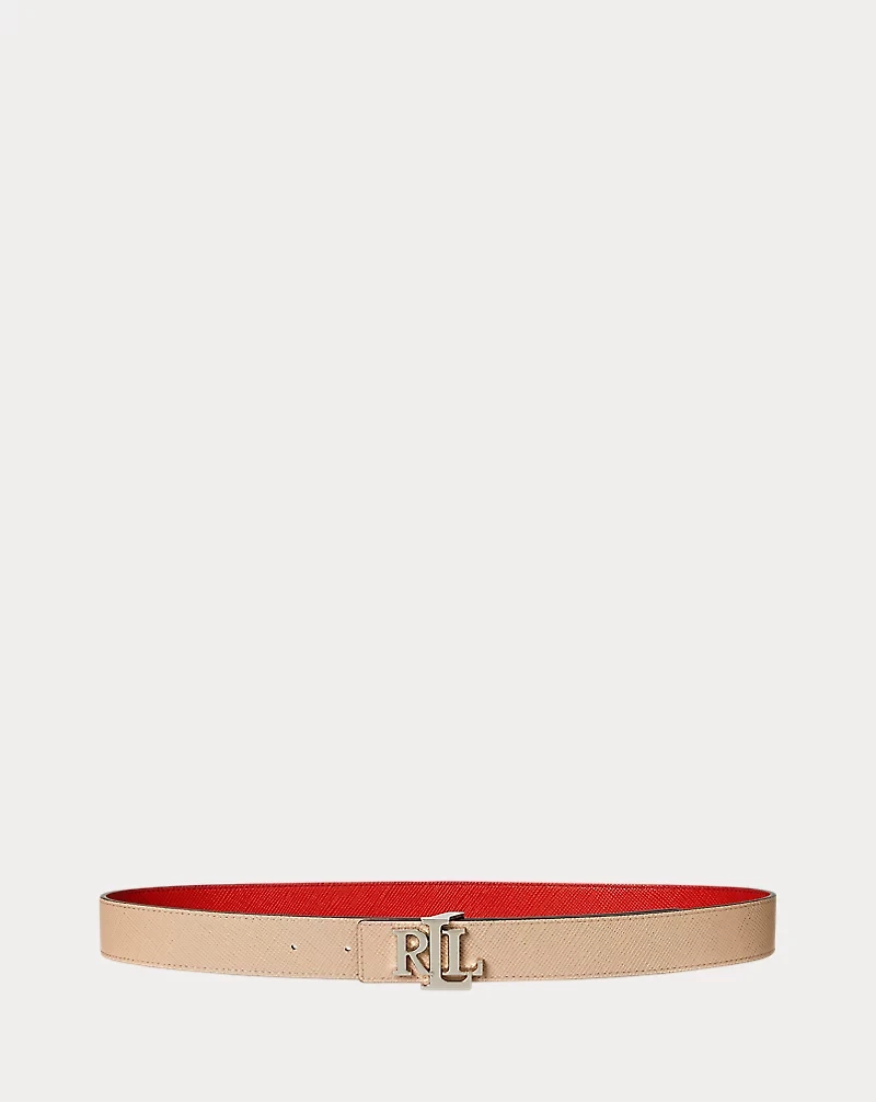 Logo Reversible Textured Leather Belt