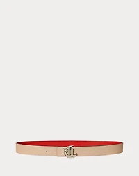 Logo Reversible Textured Leather Belt