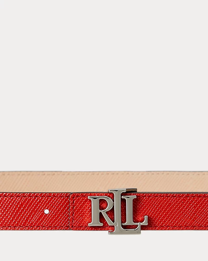 Logo Reversible Crosshatch Skinny Belt