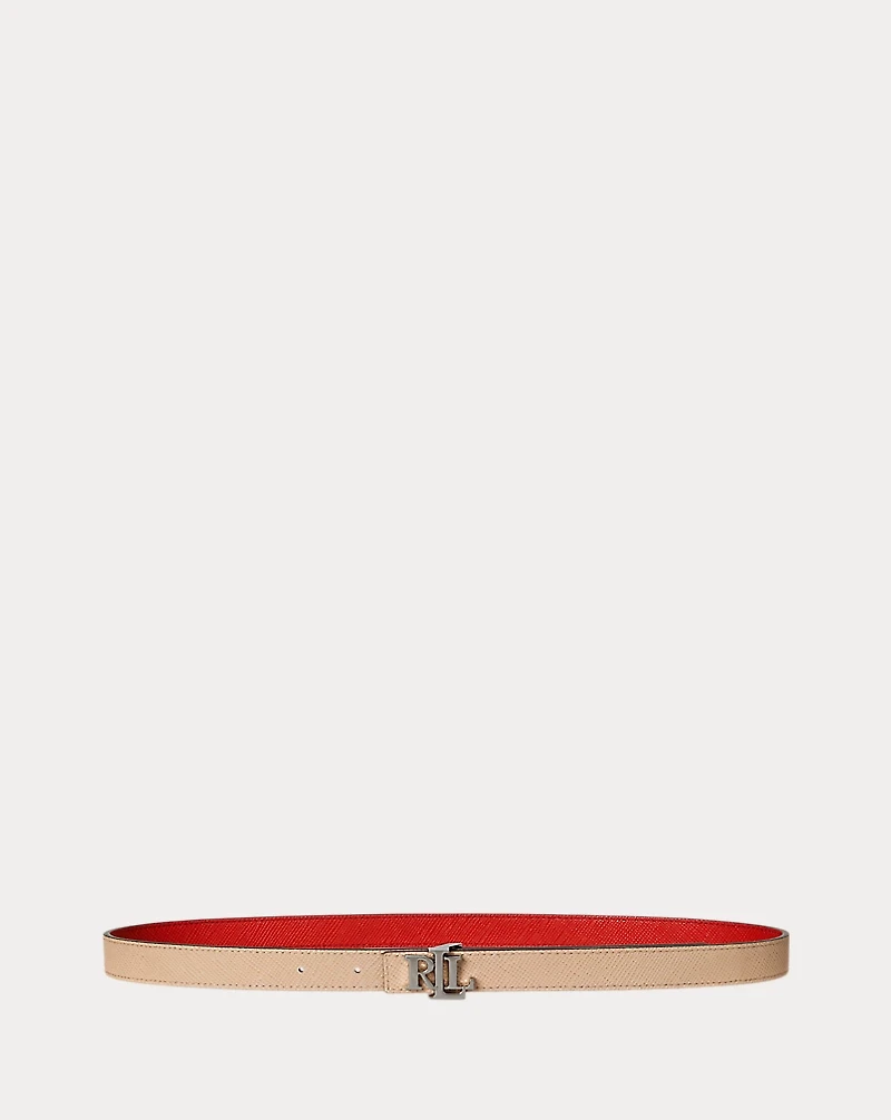 Logo Reversible Crosshatch Skinny Belt