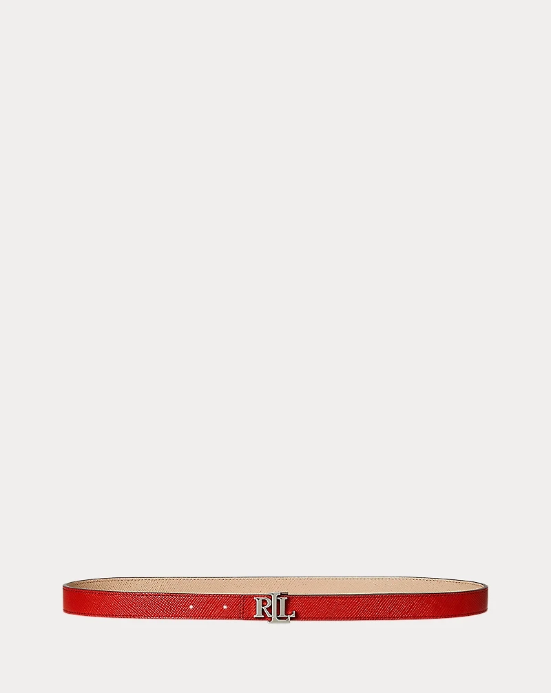 Logo Reversible Crosshatch Skinny Belt
