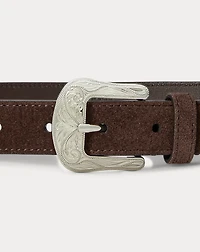 Tooled-Buckle Leather Belt