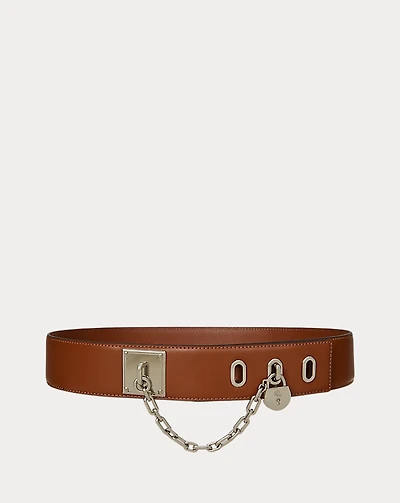 Leather Chain Padlock Wide Belt