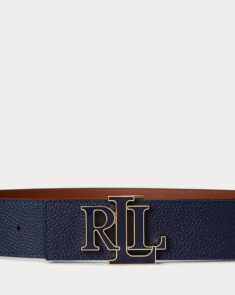 Logo Reversible Leather Wide Belt
