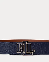 Logo Reversible Leather Wide Belt