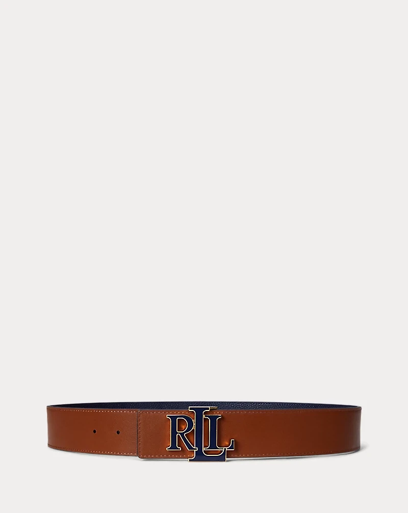 Logo Reversible Leather Wide Belt