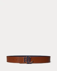 Logo Reversible Leather Wide Belt