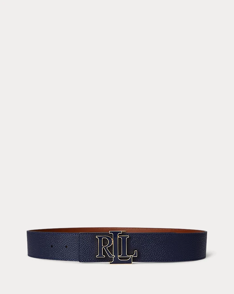 Logo Reversible Leather Wide Belt