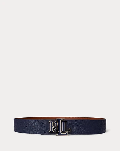 Logo Reversible Leather Wide Belt