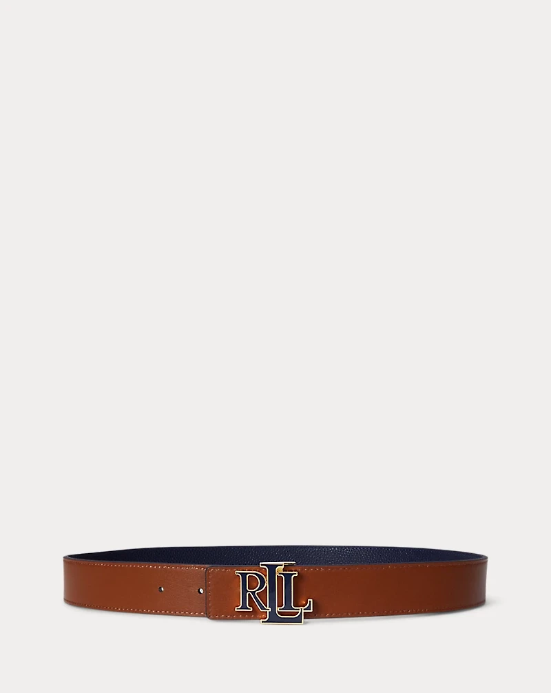 Logo Reversible Pebbled Leather Belt