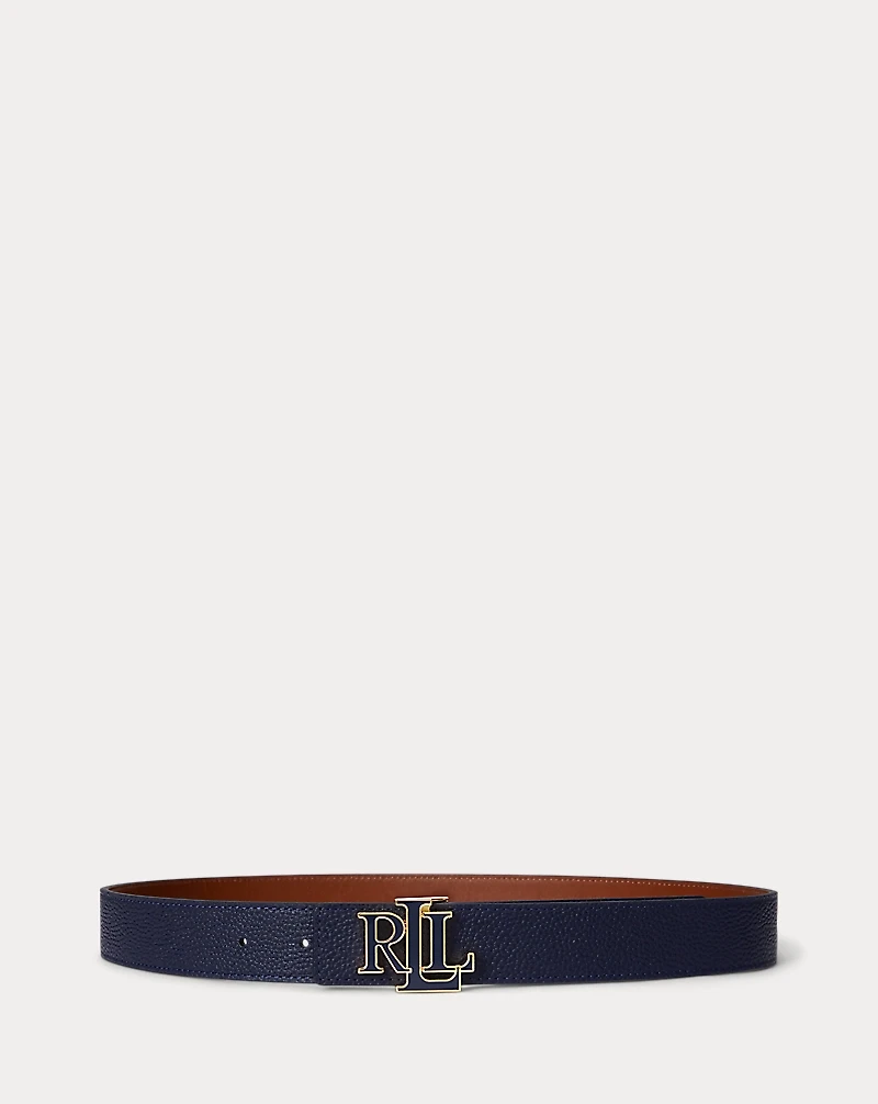 Logo Reversible Pebbled Leather Belt