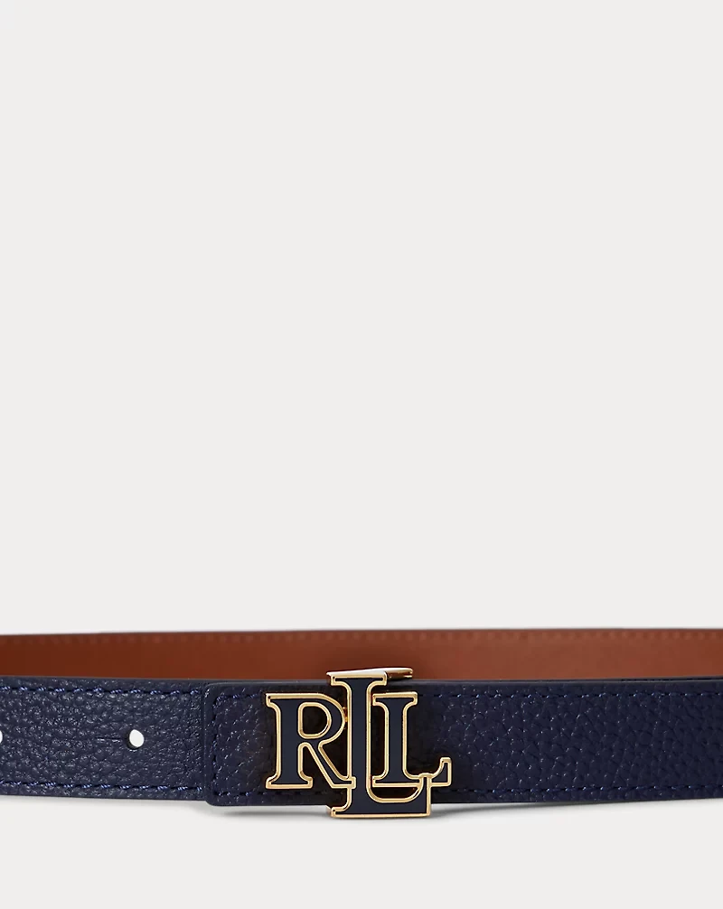 Logo Reversible Leather Skinny Belt