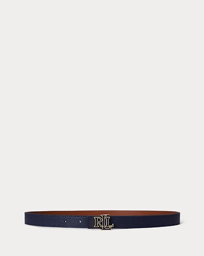 Logo Reversible Leather Skinny Belt