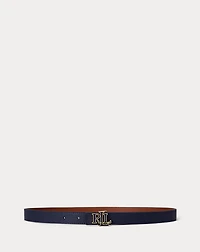 Logo Reversible Leather Skinny Belt