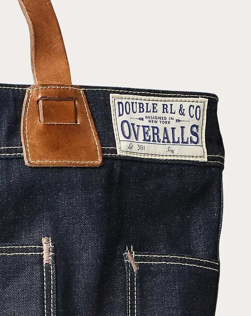 Leather-Trim Indigo Denim Tote